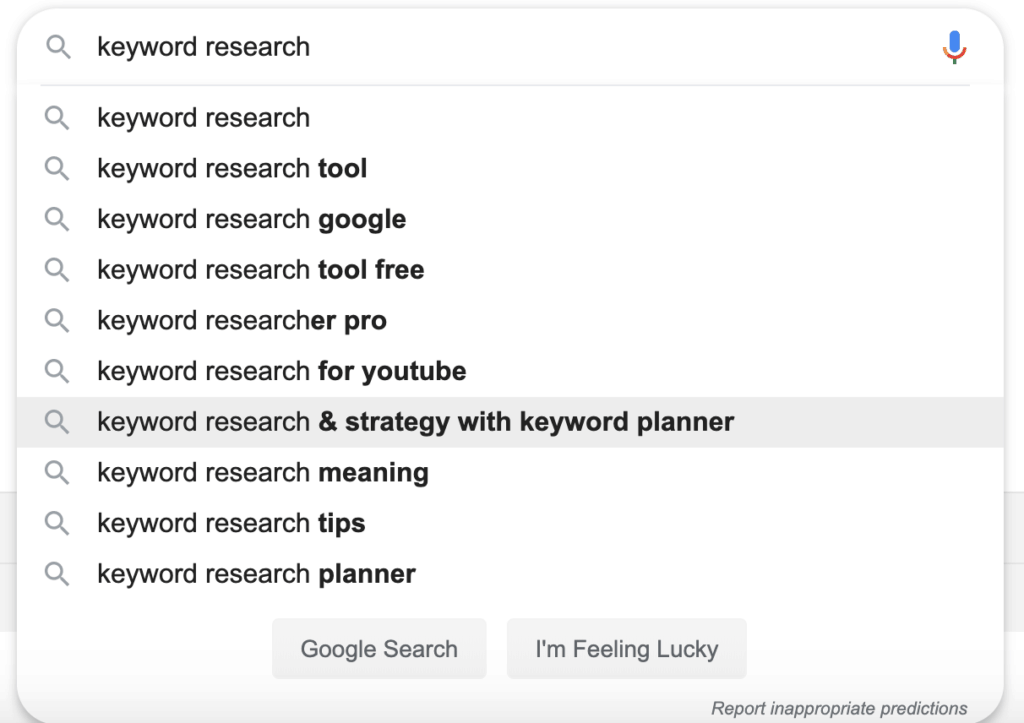 Google Predictive Search
