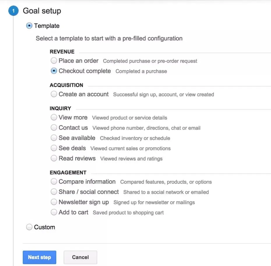 Google Analytics Goals - Checkout Conversion