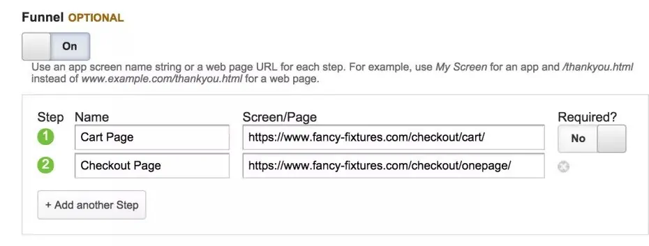 Google Analytics - Setup a Funnel