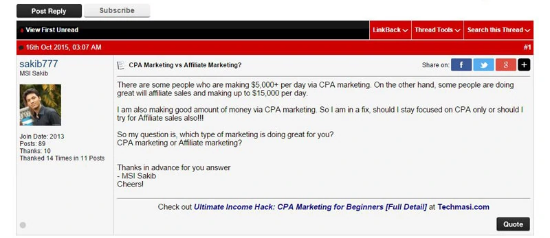 CPA offer traffic from forum