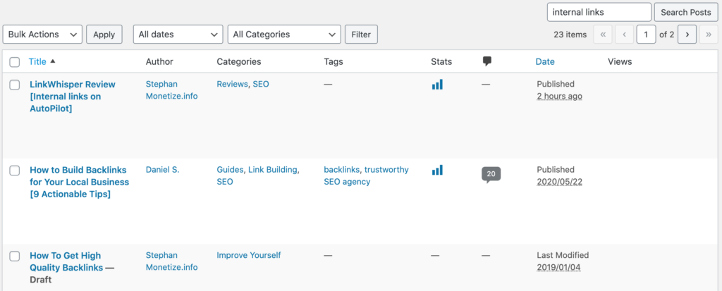 Create inbound internal links manually