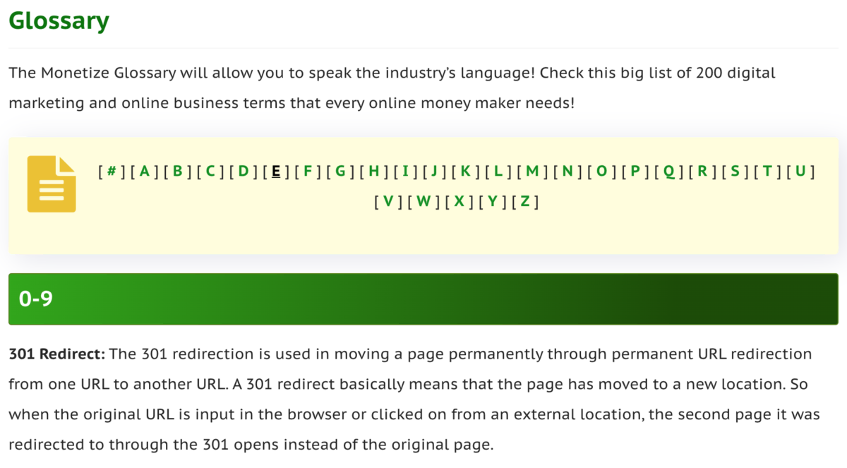 Glossary example