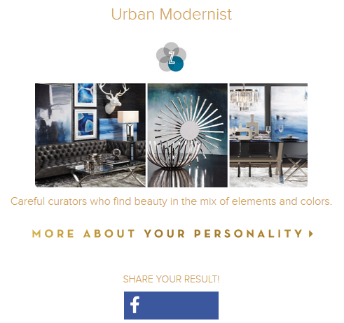 Z Gallerie’s style Quiz Share Social Media