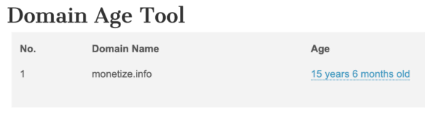 Domain age Tool