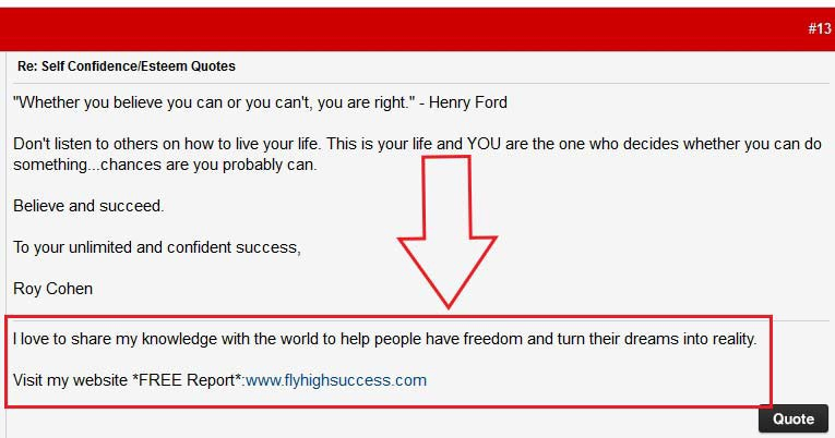 Get backlinks using a forum signature