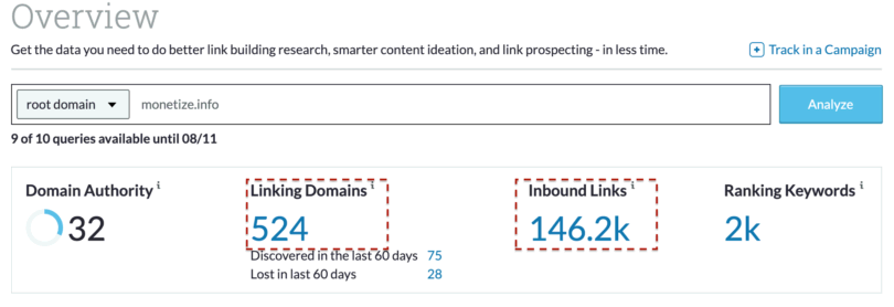 Get competitor backlinks using Moz.com