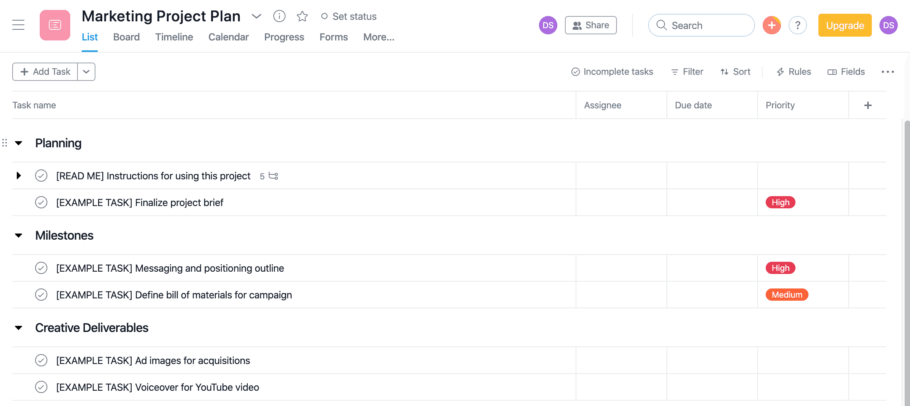 Project Management Tool: Asana