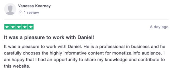 Review for Daniel - Monetization consultant