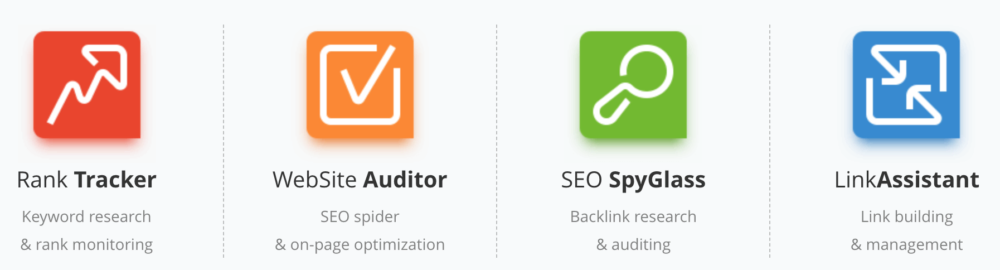 SEO Power Suite Tools: Rank Tracker, Website Auditor, SEO SpyGlass, LinkAssistant