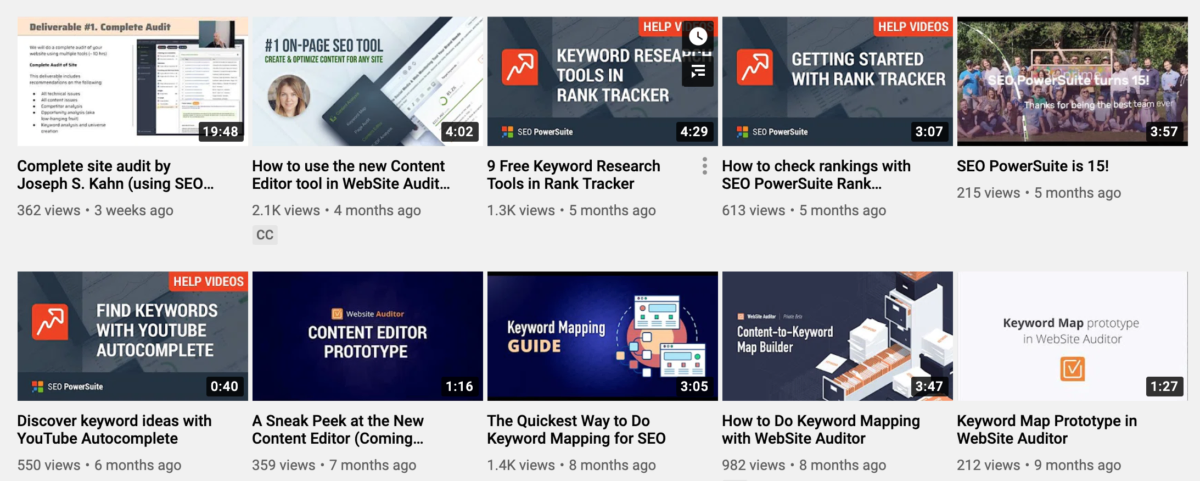 SEO Power Suite Videos Section