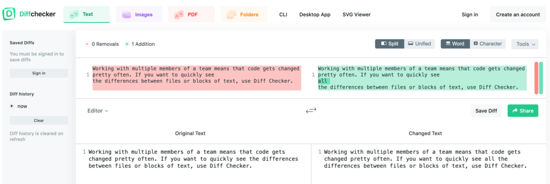 DiffChecker - Verificador de diferenças de texto