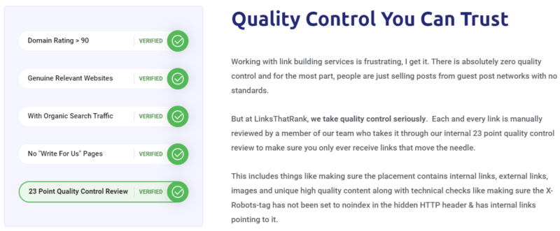LinksThatRank - Quality of Sites