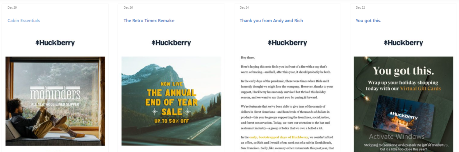 Huckberry Email Newsletter Example