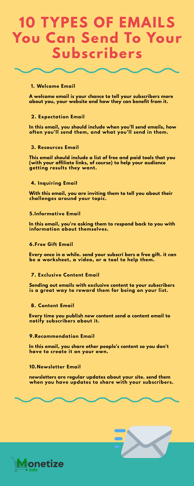 Infographic - 10 Types of Emails You Can Send To Your Subscribers