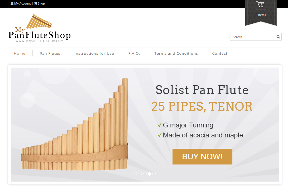 Start an eCommerce Website - Panflute Shop