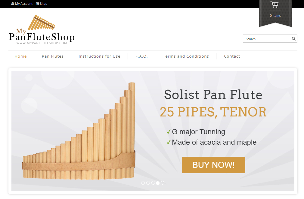 Start an eCommerce Website - Panflute Shop