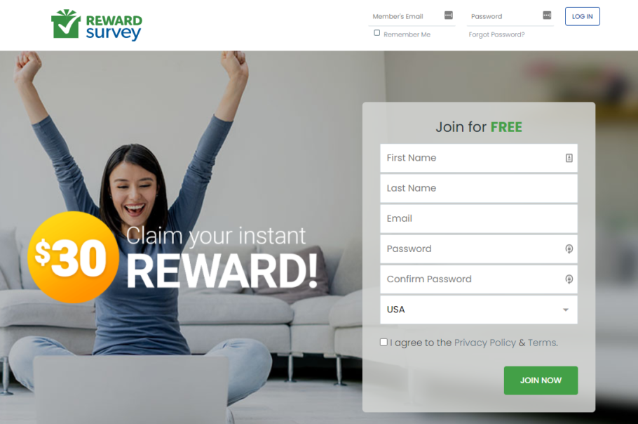 RewardSurvey - Paying Survey Website