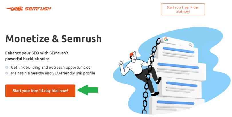 Get a FREE Semrush PRO account for 14 days - Step 1