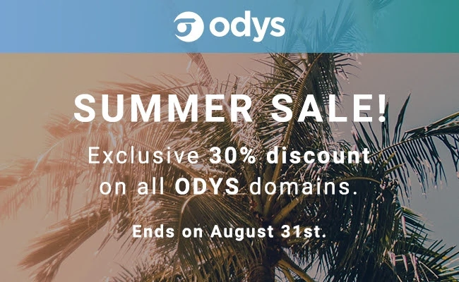 Get a 30% discount on all ODYS domains till Aug 31