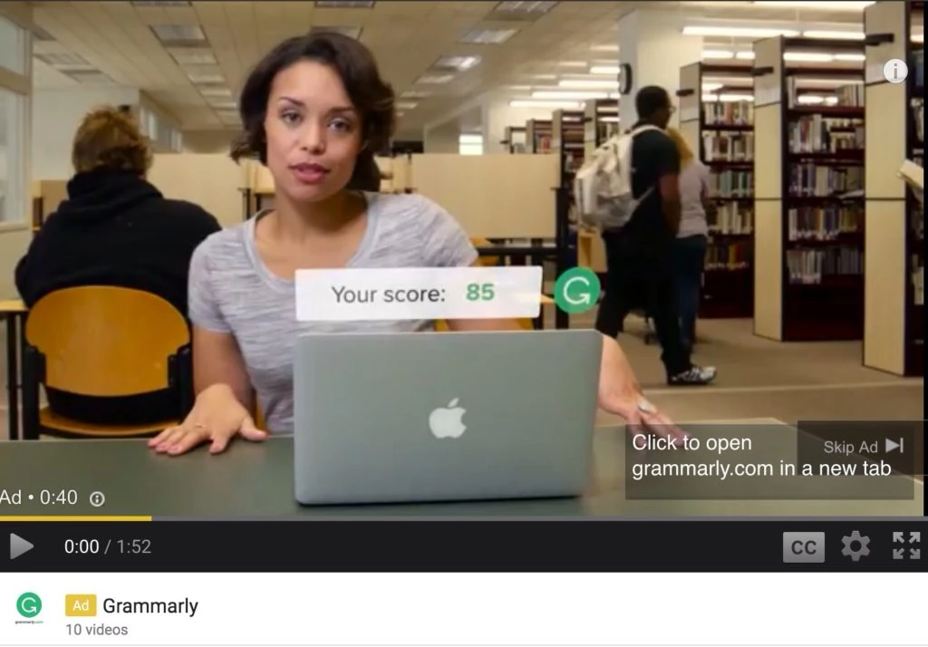 Video ad example - Grammarly