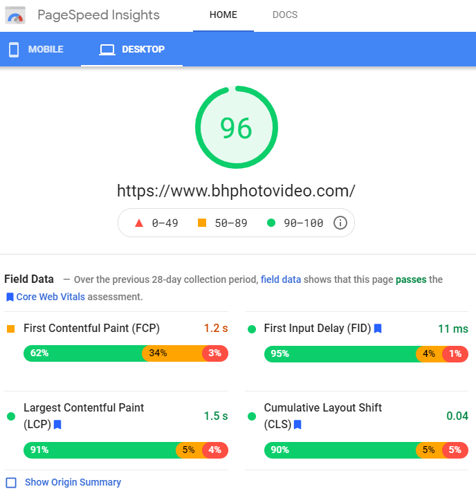 Page Speed Insights - Example
