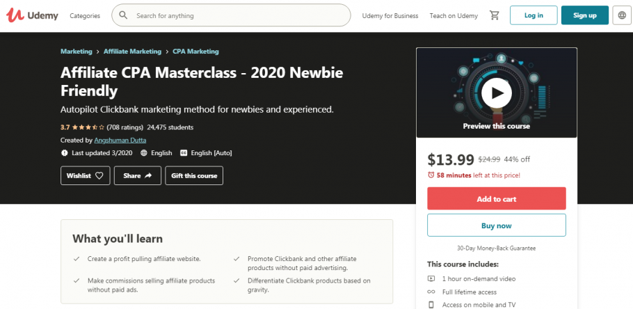 Affiliate CPA Masterclass Course – Newbie Friendly