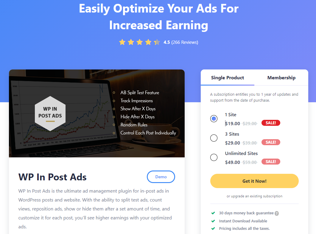 WP In Post Ads - Affiliate Plugin for WordPress