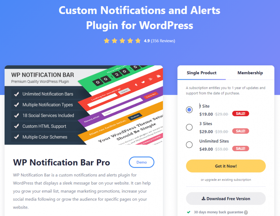 WP Notification Bar Pro - Affiliate Plugin for WordPress