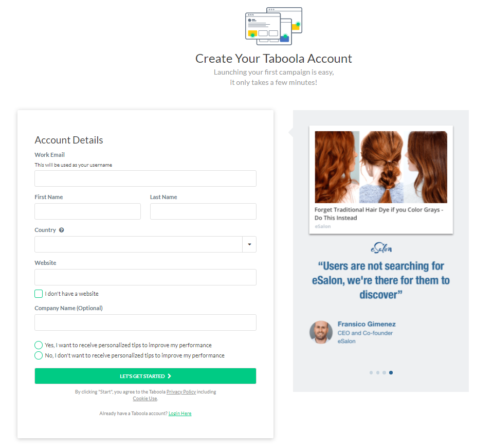 How to Create a Taboola account