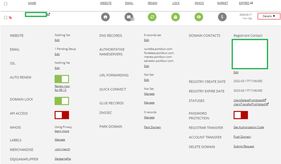 Domain Administration Panel