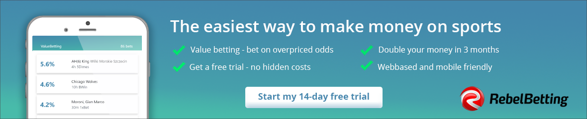 Join Rebel Betting and get a 14 days trial for Sure Bets tool