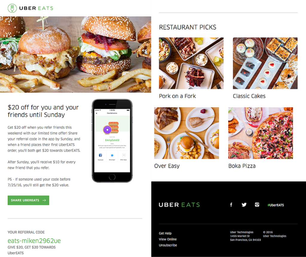 Programme de parrainage Uber Eats