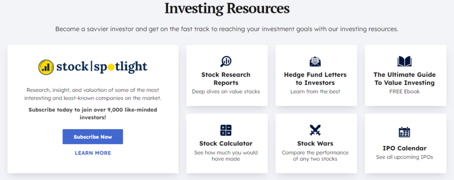 FinMasters Investing Section - Resources