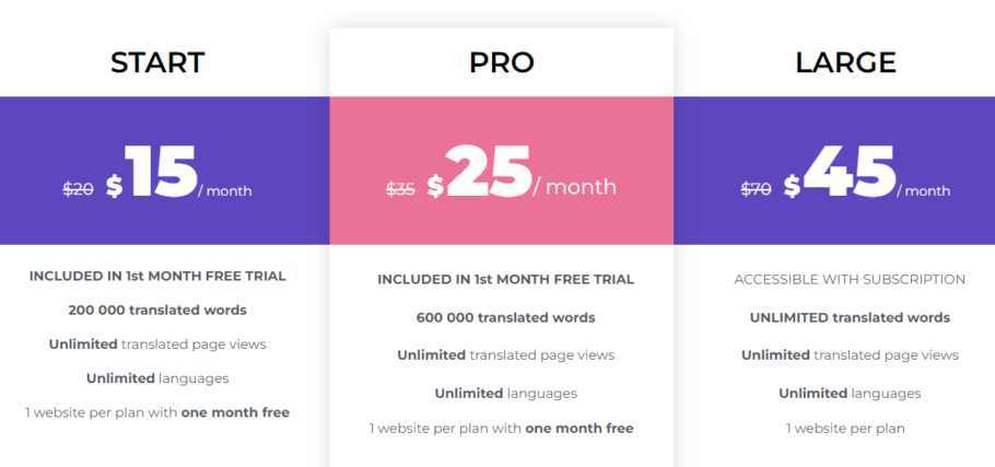 Linguise Monthly Pricing Plans
