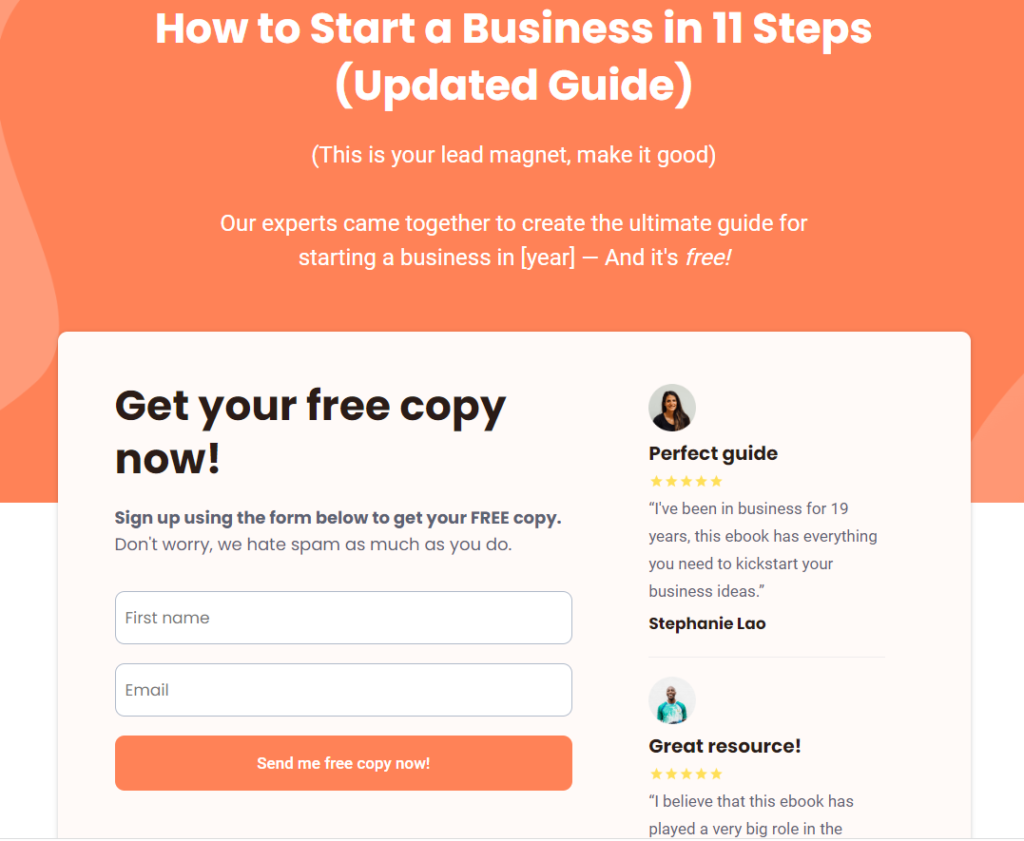 One of the 68 sales funnels templates