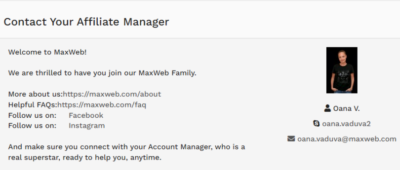 Affiliate Managers of MaxWeb