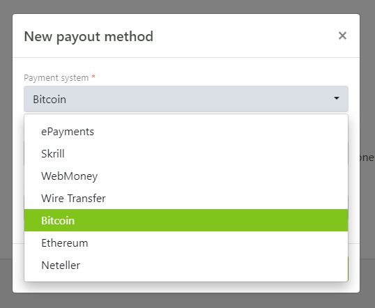 Payment Methods available on Profit Pixels