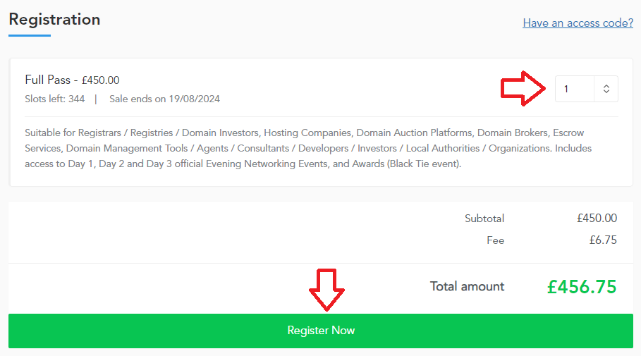 Get a Free ticket at Domain Summit 2024 - Step 1