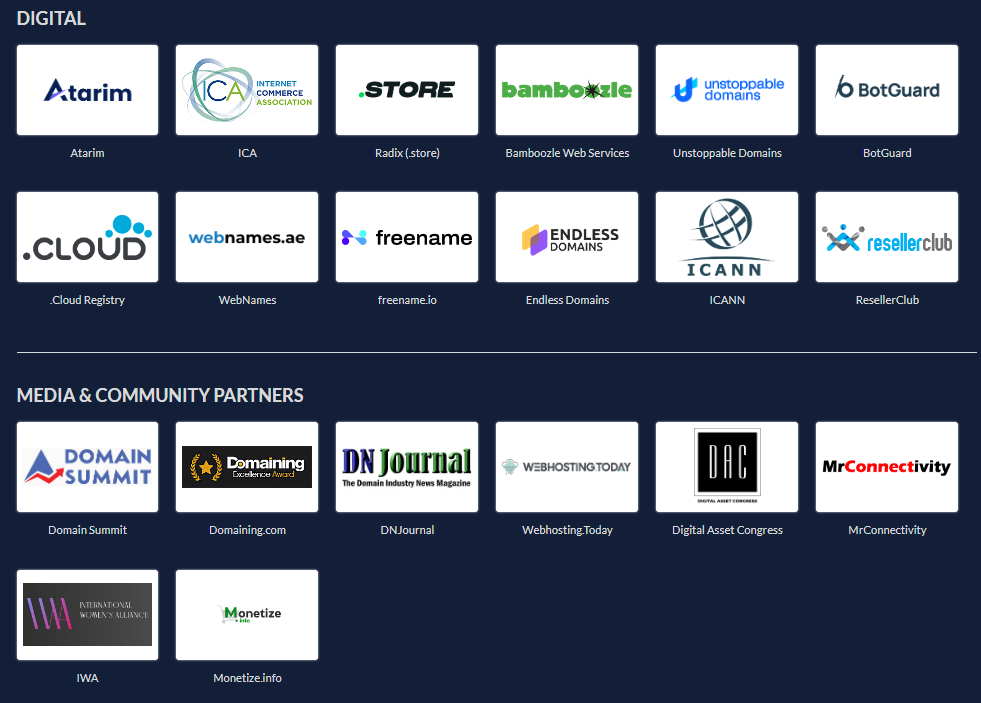 Digital Sponsors and Media Partners of Domain Days Dubai