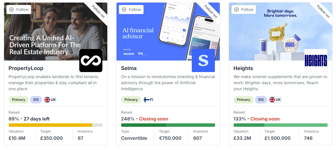 Pitches of companies looking for funding on Republic.com