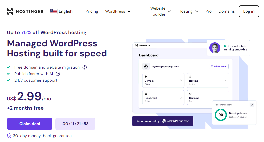 Hostinger is a cost-effective alternative to WPEngine