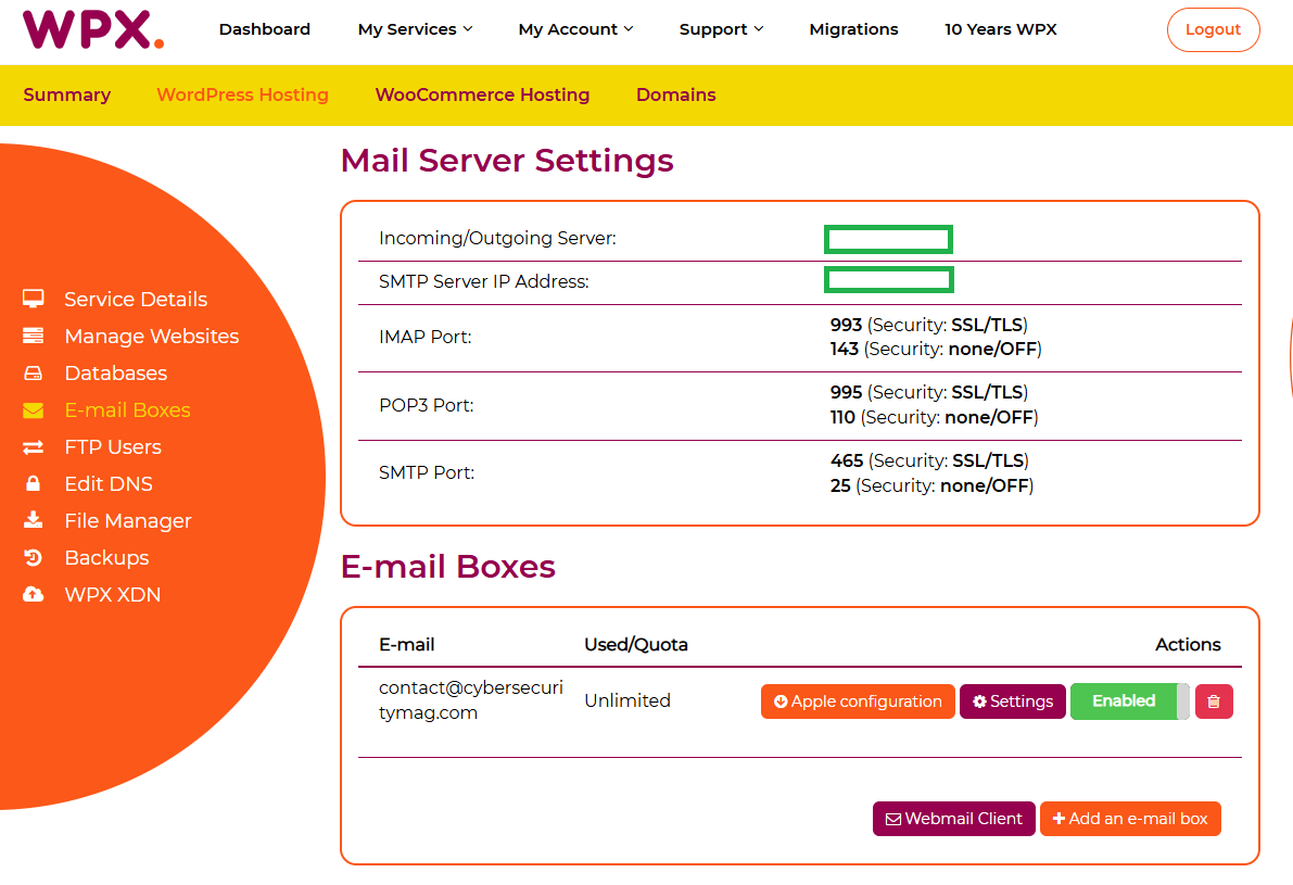 Step 6 - Email boxes setup